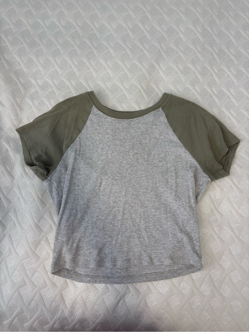 Hollister Gray Body with Olive Raglan Short Sleeve Tee XS